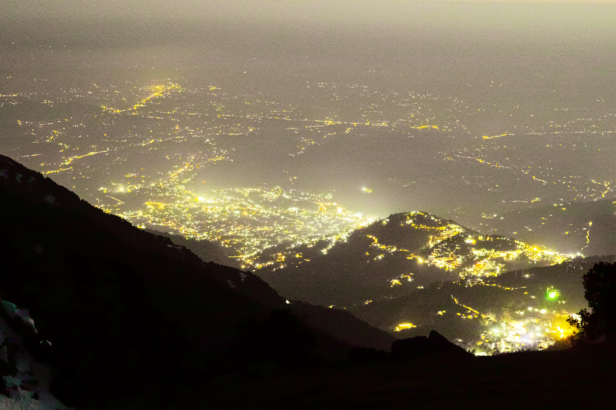 Dharamshala and Mcleodganj from Triund at sunset