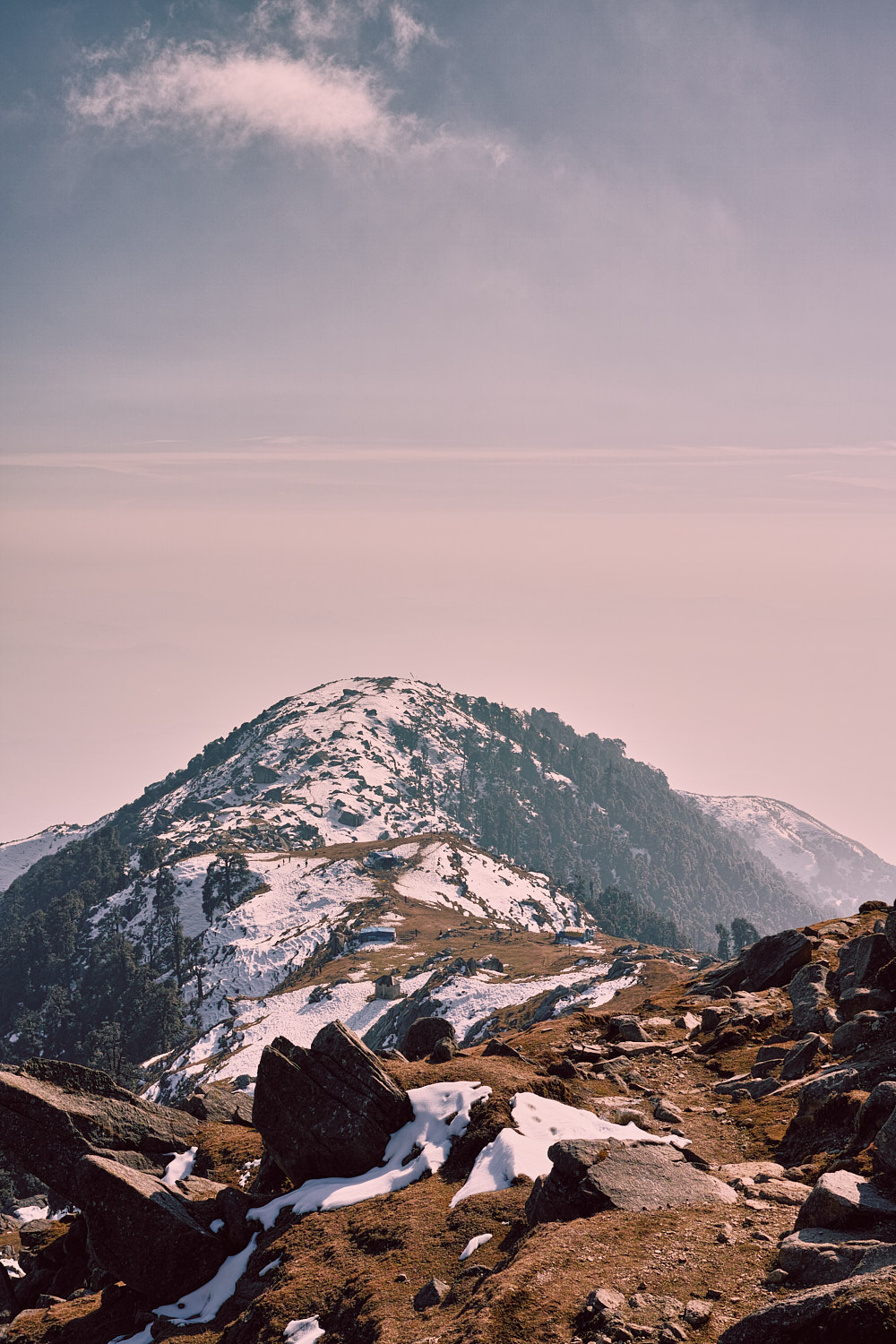 Triund ridge as seen from Jhande Wali Mata