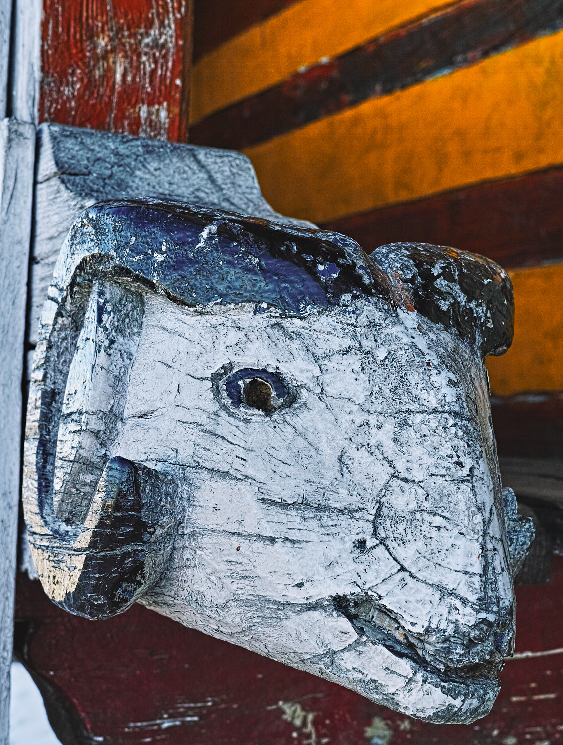 Carved Ram Head at Bijli Mahadev temple